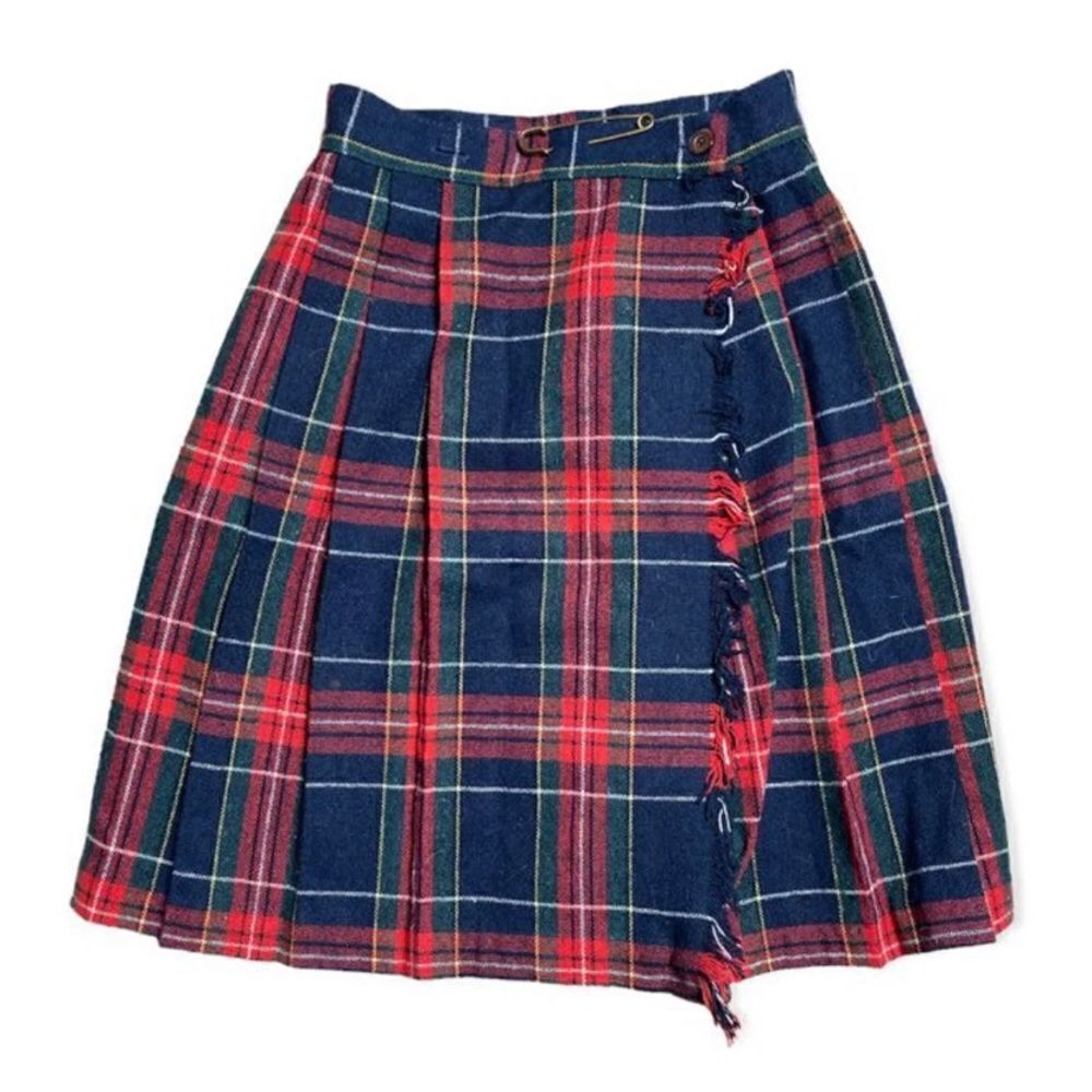 Phase 3 SZ 7 vintage plaid wrap skirt